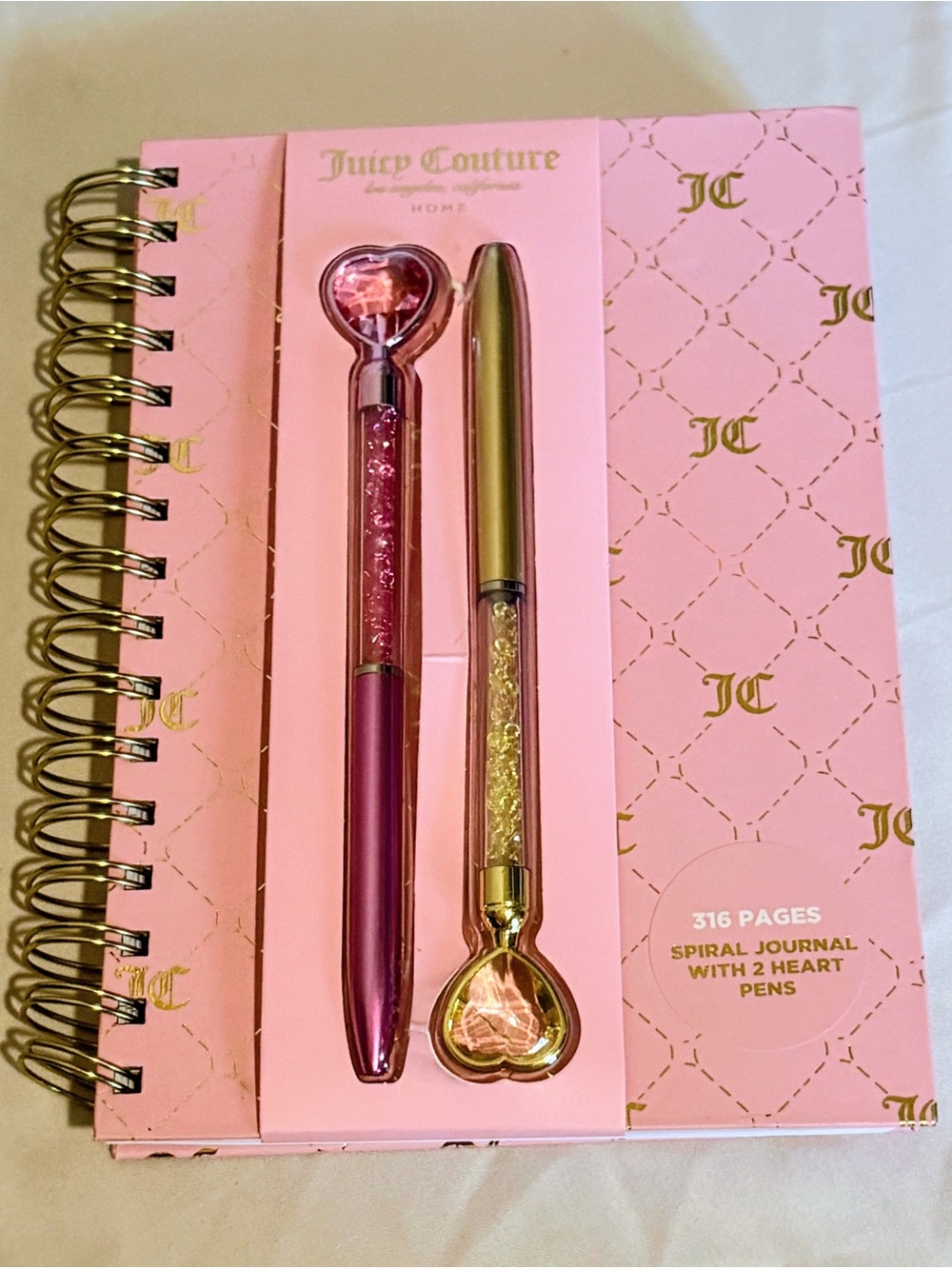 Juicy Couture Home Spiral Journal + 2 Heart Pens
